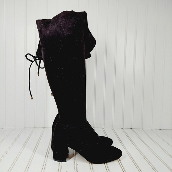 Steve Madden Osana Black Over-The-Knee Block Heel Faux Suede Boots K832 - Picture 5 of 12